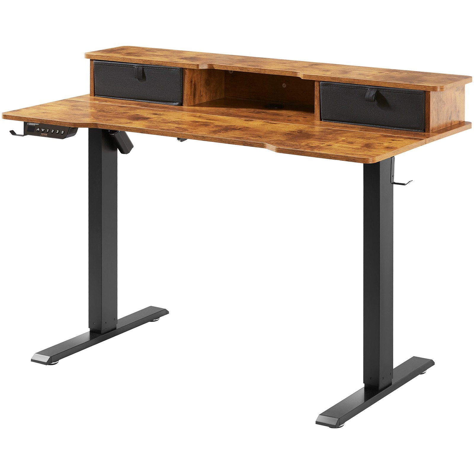 VEVOR Height Adjustable Desk, 47.2" x 23.6" Electric Dual Monitor Riser Workstation, Whole Piece Desk Board Sit to Stand, 3-Key Modes Sturdy Dual Metal Frame,180LBS Capacity for Computer Home & Office 