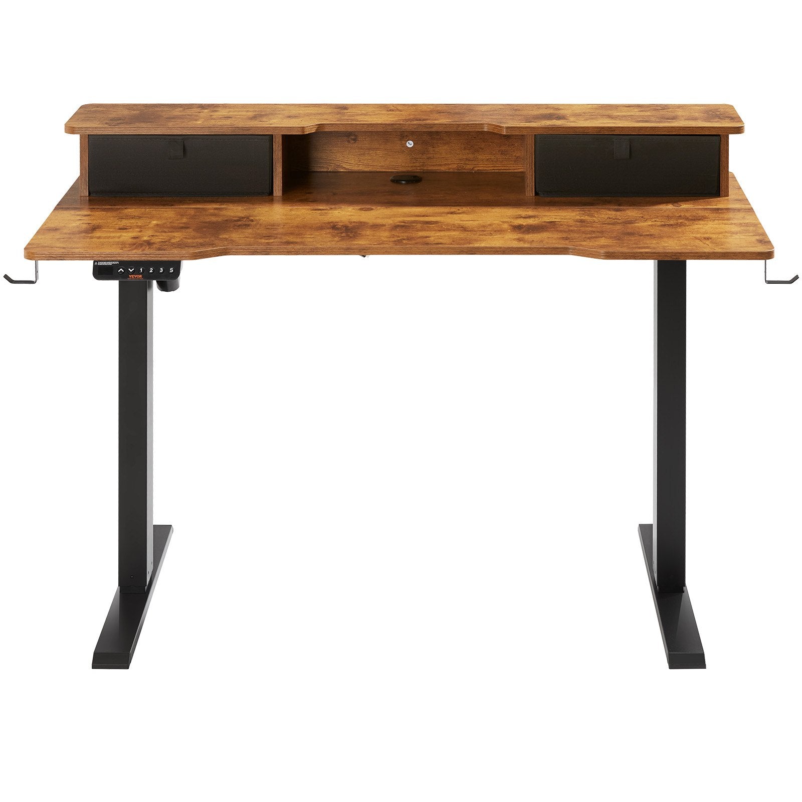 VEVOR Height Adjustable Desk, 47.2" x 23.6" Electric Dual Monitor Riser Workstation, Whole Piece Desk Board Sit to Stand, 3-Key Modes Sturdy Dual Metal Frame,180LBS Capacity for Computer Home & Office 