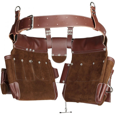 VEVOR Tool Belt, 22 Pockets, Adjust from 29 Inches to 54 Inches, Premium PU Heavy Duty Tool Pouch Bag, Detachable Tool Bag for Electrician, Carpenter, Handyman, Woodworker, Construction, Framer, Brown 