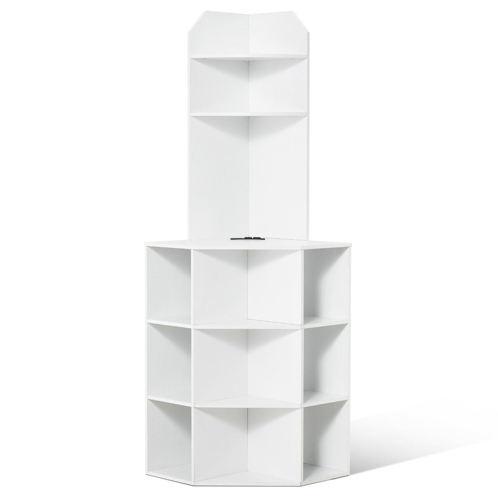 VEVOR 64" Corner Storage Cabinet with Charging Station Adjustable Shelves White 