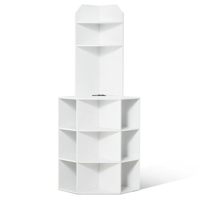 VEVOR 64" Corner Storage Cabinet with Charging Station Adjustable Shelves White 