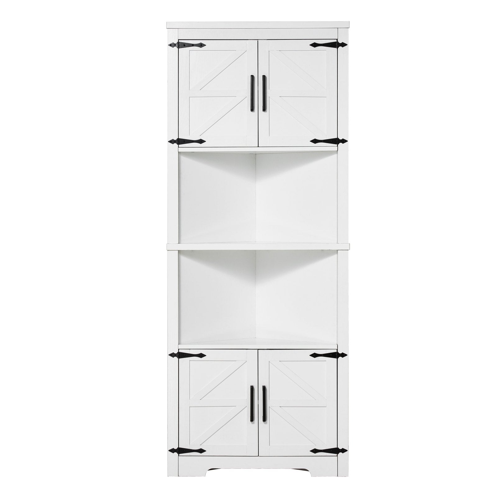 VEVOR 68" Corner Storage Cabinet with 4 Wooden Doors & Adjustable Shelves White 