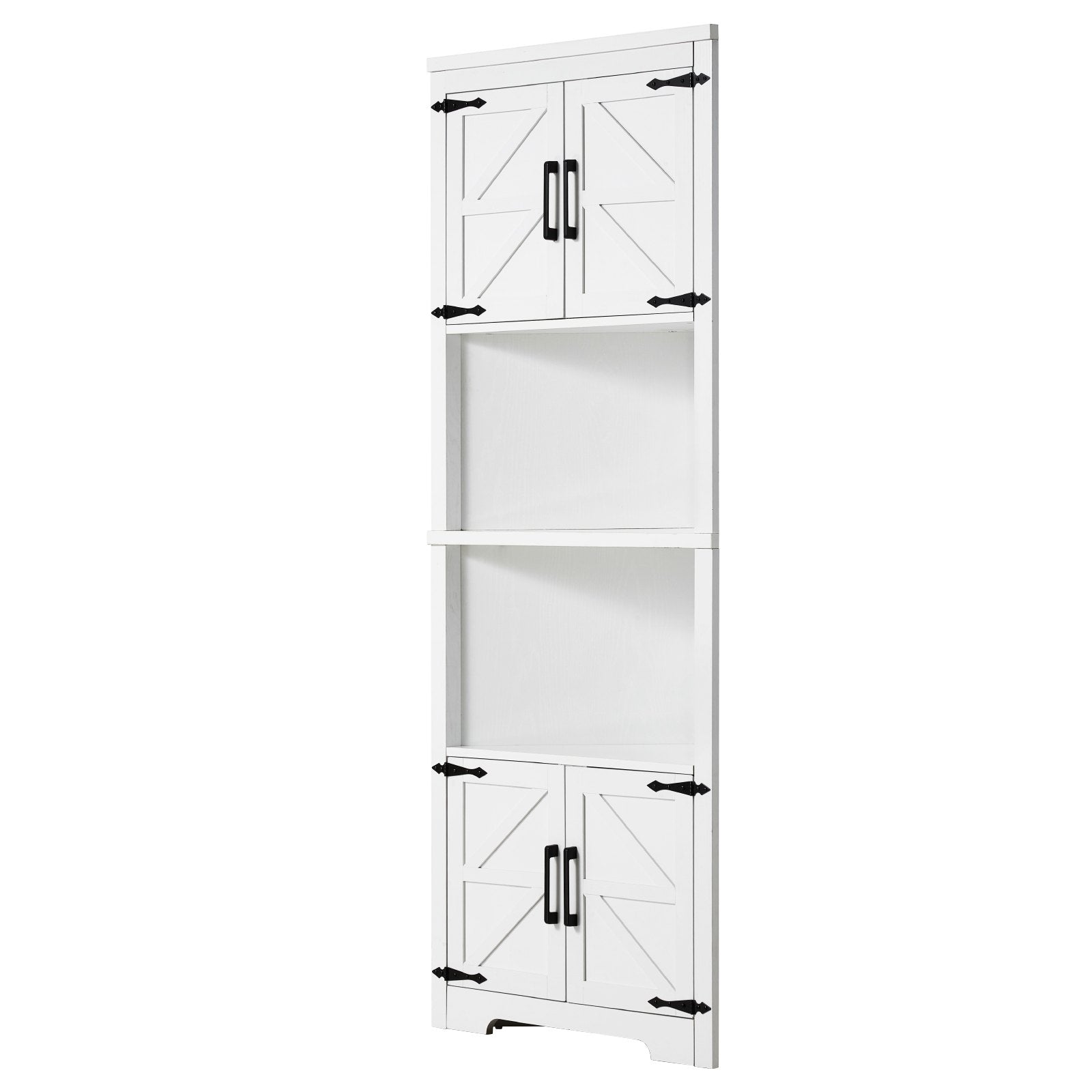 VEVOR 68" Corner Storage Cabinet with 4 Wooden Doors & Adjustable Shelves White 