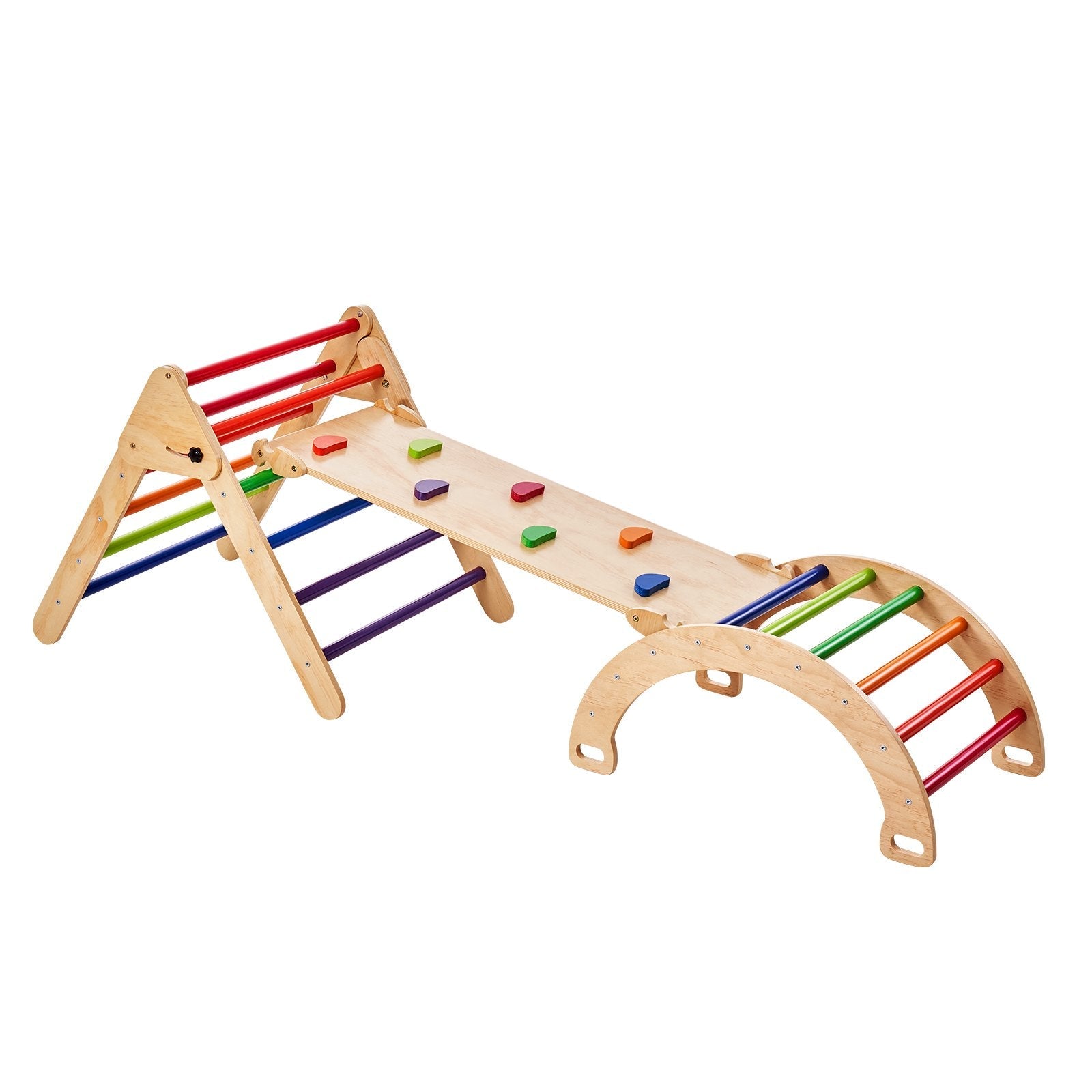 VEVOR Pikler Triangle Set 5in1 Montessori Climbing Toys Toddlers Large Colorful 
