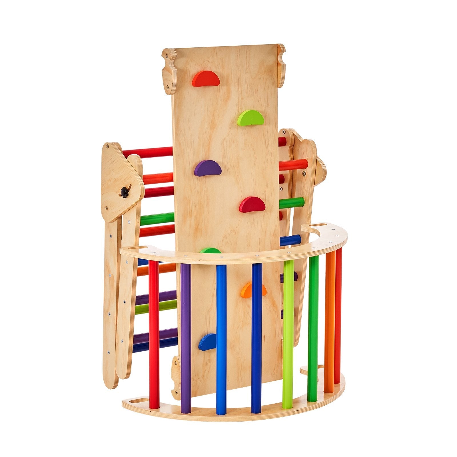 VEVOR Pikler Triangle Set 5in1 Montessori Climbing Toys Toddlers Large Colorful 