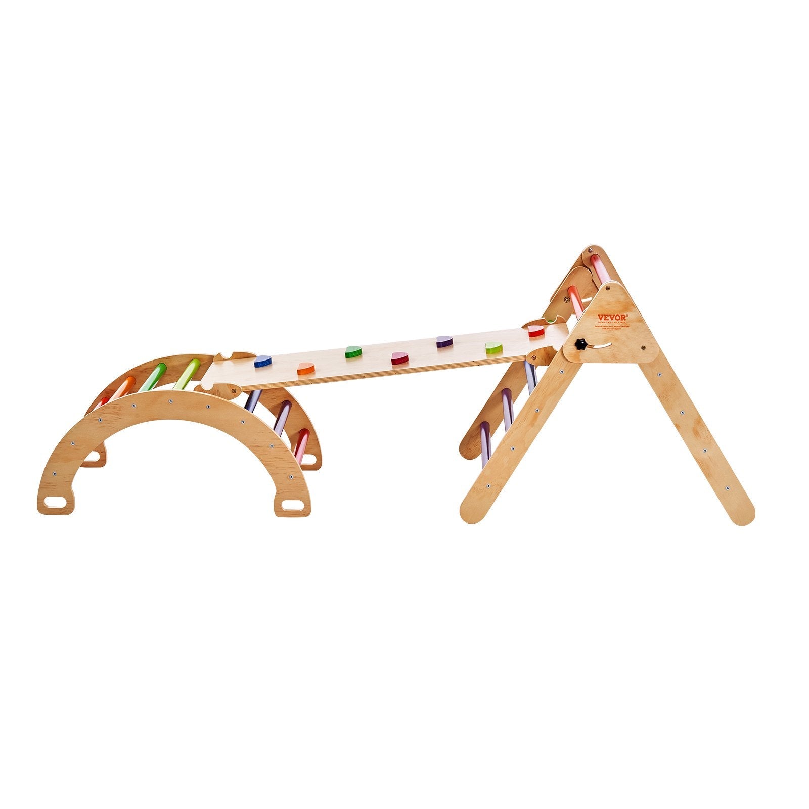 VEVOR Pikler Triangle Set 5in1 Montessori Climbing Toys Toddlers Large Colorful 