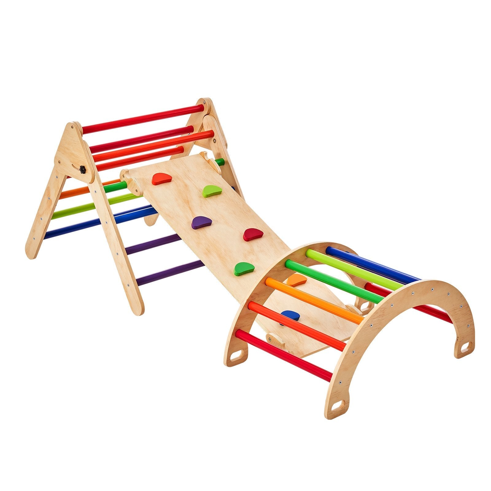 VEVOR Pikler Triangle Set 5in1 Montessori Climbing Toys Toddlers Large Colorful 