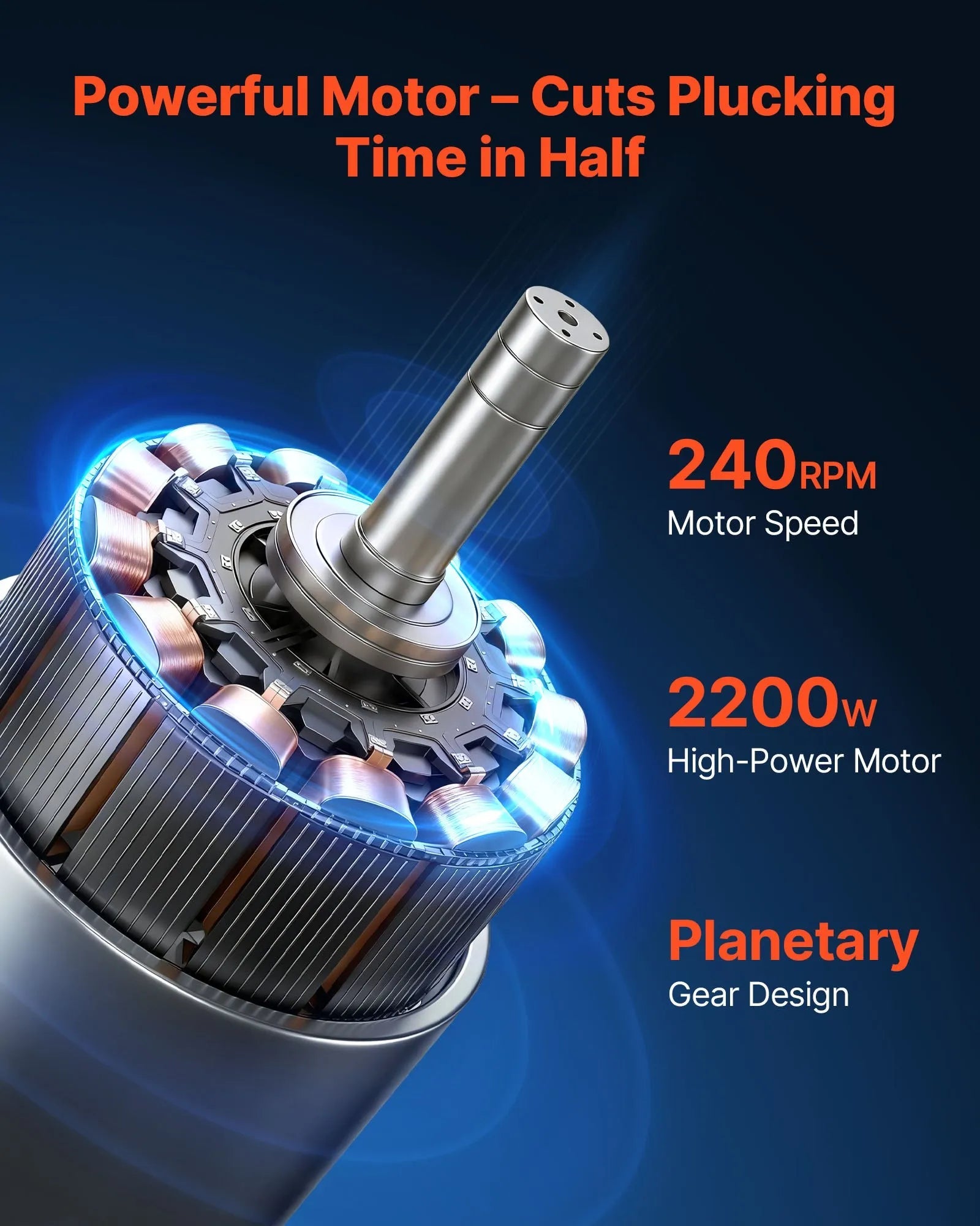 VEVOR Chicken Plucker Machine, 23.6 in Drum, 2200W & 240RPM Electric Chicken Plucking Machine with 119 Soft Fingers & Transport Wheels, Stainless Steel Feather Remover for Processing 2-4 Chicks Once 