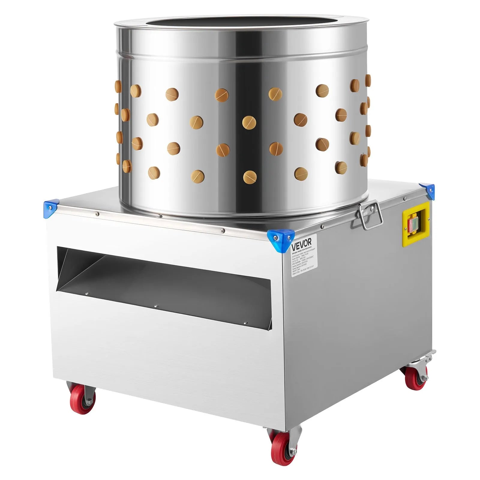 VEVOR Chicken Plucker Machine, 23.6 in Drum, 2200W & 240RPM Electric Chicken Plucking Machine with 119 Soft Fingers & Transport Wheels, Stainless Steel Feather Remover for Processing 2-4 Chicks Once 