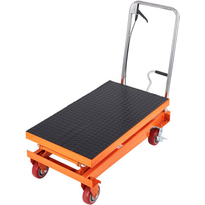 VEVOR Hydraulic Lift Table Cart, 770lbs Capacity 59" Lifting Height, Manual Double Scissor Lift Table with 4 Wheels and Non-slip Pad, Hydraulic Scissor Cart for Material Handling and Transportation 