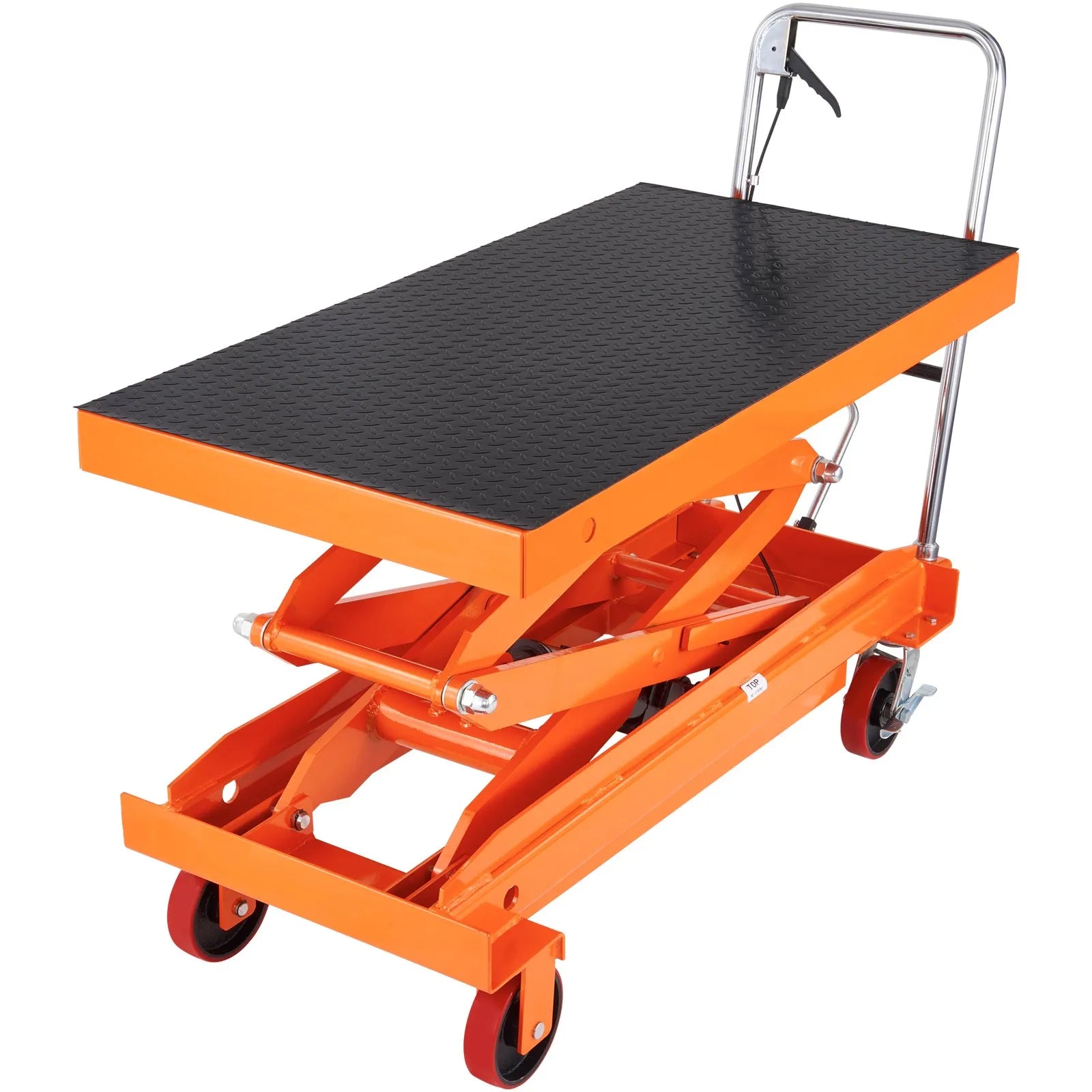 VEVOR Hydraulic Lift Table Cart, 1760lbs Capacity 59" Lifting Height, Manual Double Scissor Lift Table with 4 Wheels and Non-slip Pad, Hydraulic Scissor Cart for Material Handling and Transportation