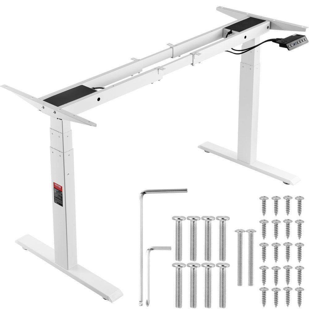 VEVOR Standing Desk Frame Dual Motor, Adjustable 26"-50.8" Height & 43.3"-70.1" Length Electric Stand Up Computer Desk Legs, Ergonomic DIY Workstation Base for Home Office 3 Positions (Frame Only) 