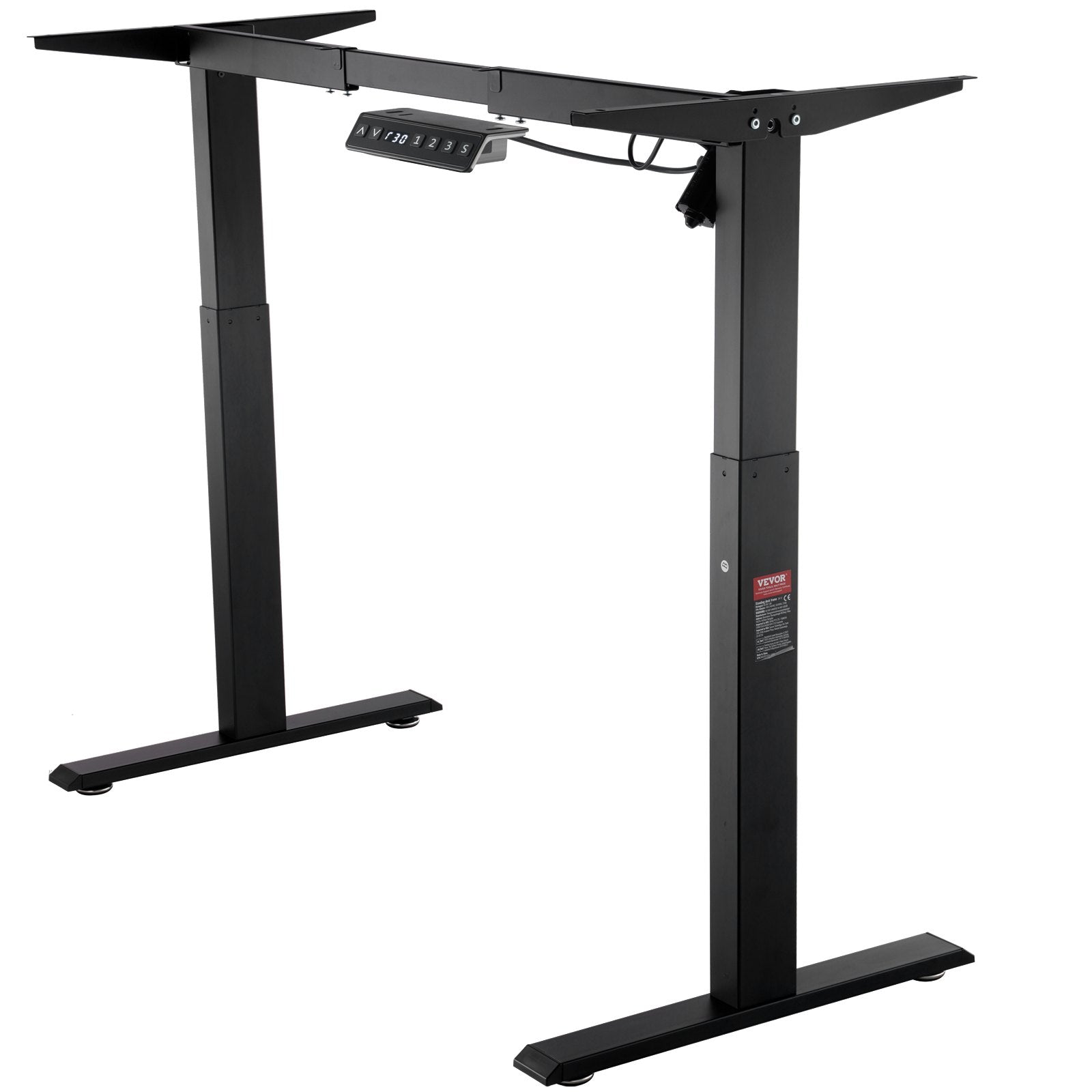 VEVOR Standing Desk Frame, Adjustable 27.6-46.1 inch Height & 35.4-53.2 inch Length Electric Stand Up Computer Desk Legs, Ergonomic DIY Workstation Base for Home and Office (Black Frame Only) 