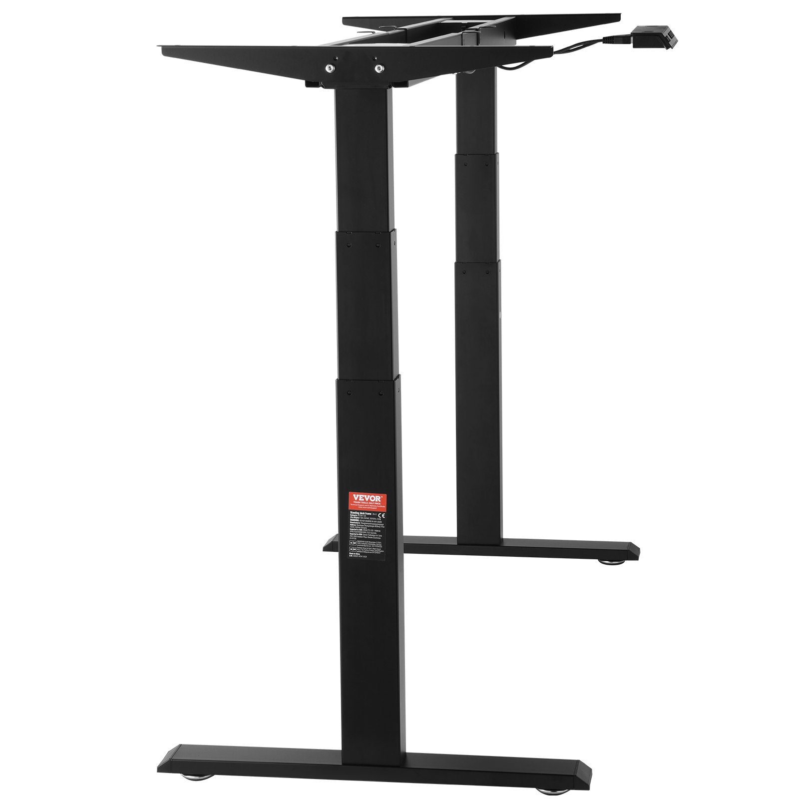 VEVOR Standing Desk Frame Dual Motor, Adjustable 26"-50.8" Height & 43.3"-70.1" Length Electric Stand Up Computer Desk Legs, Ergonomic Workstation Base for Home Office 3 Positions (Black Frame Only) 