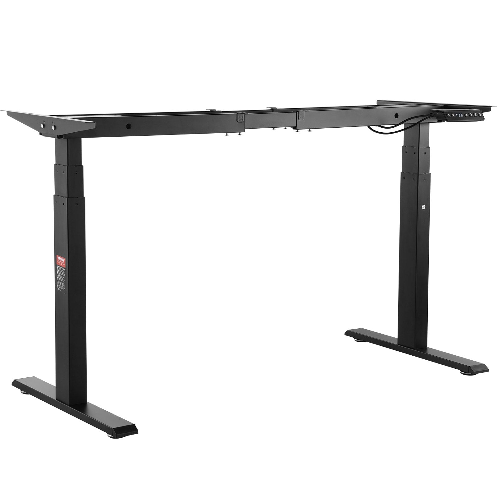 VEVOR Standing Desk Frame Dual Motor, Adjustable 26"-50.8" Height & 43.3"-70.1" Length Electric Stand Up Computer Desk Legs, Ergonomic Workstation Base for Home Office 3 Positions (Black Frame Only) 