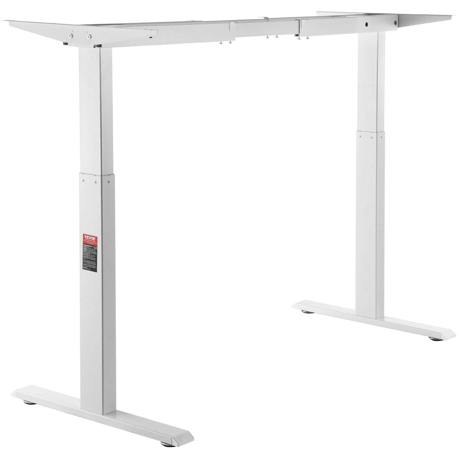 VEVOR Standing Desk Frame Dual Motor, Adjustable 27.6"-46.1" Height & 43.3"-70.1" Length Electric Stand Up Computer Desk Legs, Ergonomic DIY Workstation Base for Home and Office (White Frame Only) 