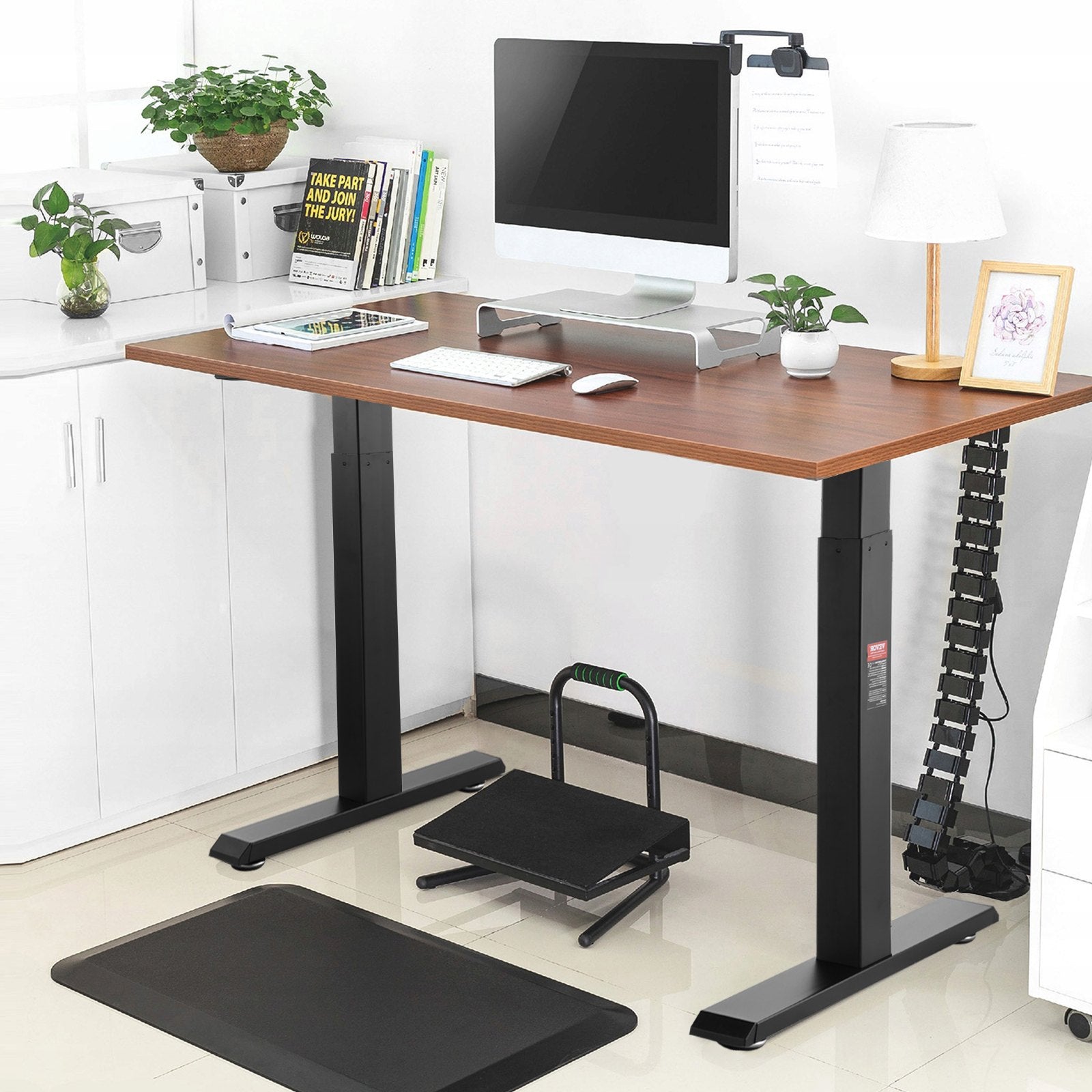 VEVOR Standing Desk Frame Dual Motor, Adjustable 27.6"-46.1" Height & 43.3"-70.1" Length Electric Stand Up Computer Desk Legs, Ergonomic DIY Workstation Base for Home and Office (Black Frame Only) 