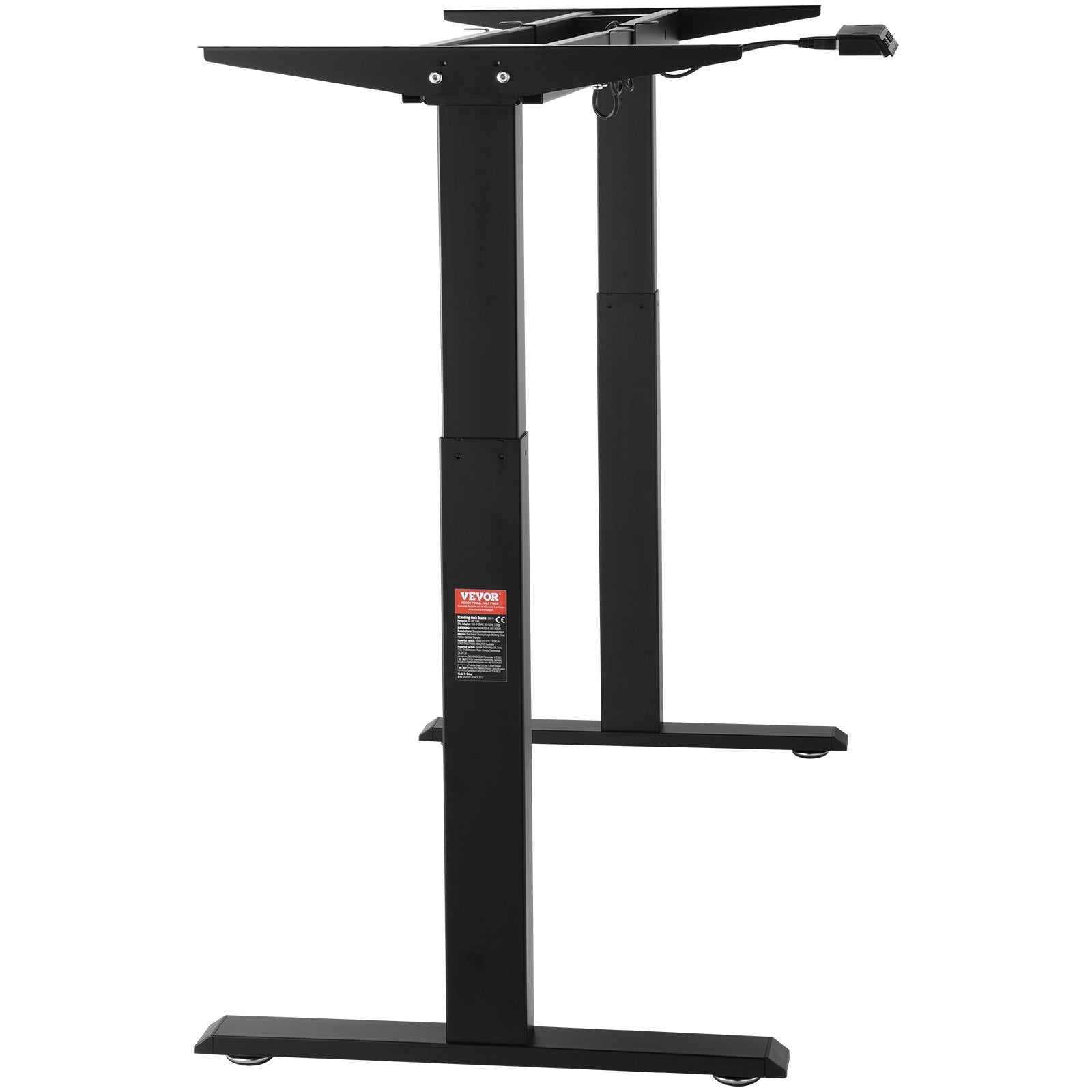 VEVOR Standing Desk Frame Dual Motor, Adjustable 27.6"-46.1" Height & 43.3"-70.1" Length Electric Stand Up Computer Desk Legs, Ergonomic DIY Workstation Base for Home and Office (Black Frame Only) 