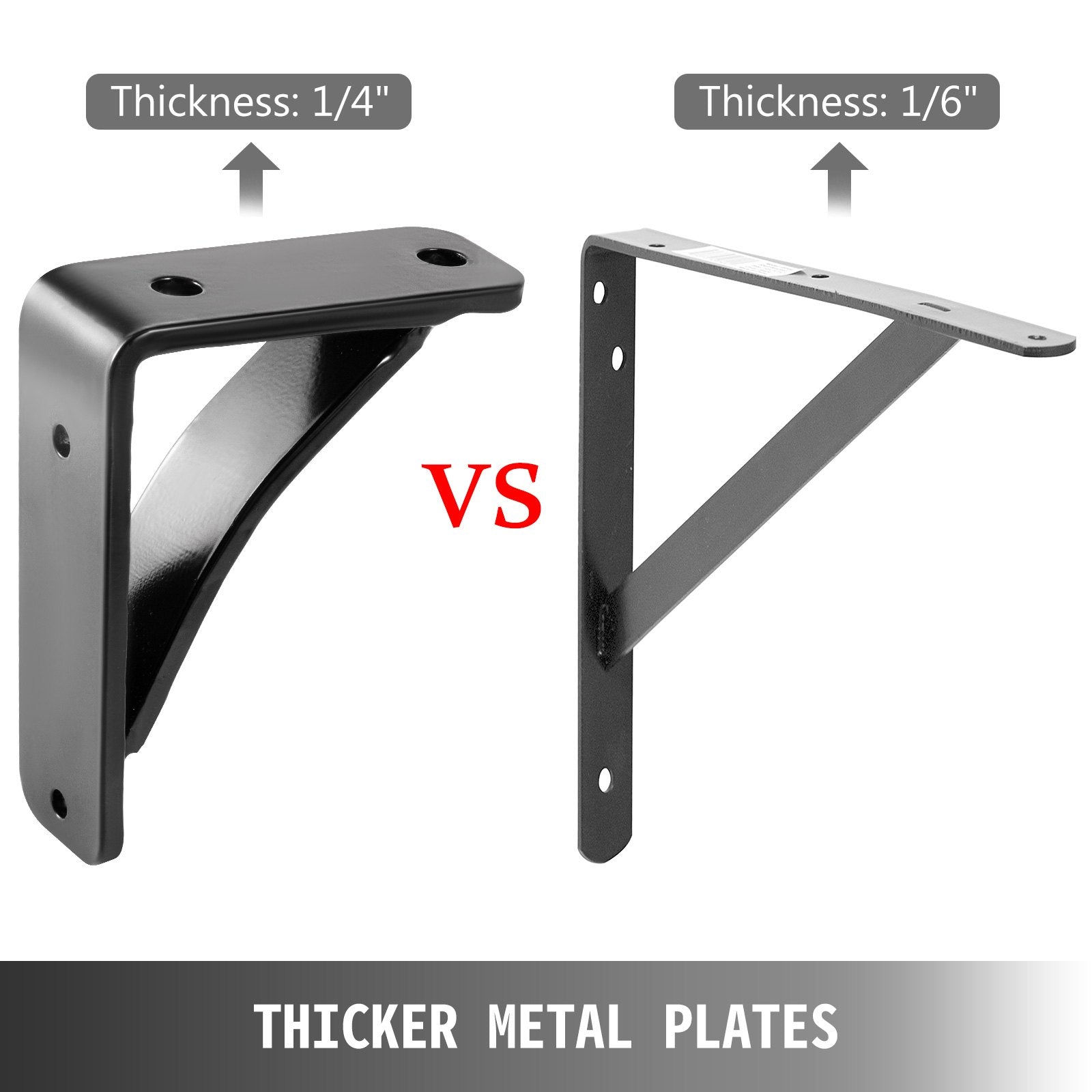 Heavy Duty Shelf Brackets Floating Shelf Bracket 4x5x1.5" 450lb 2pcs Matte Black 