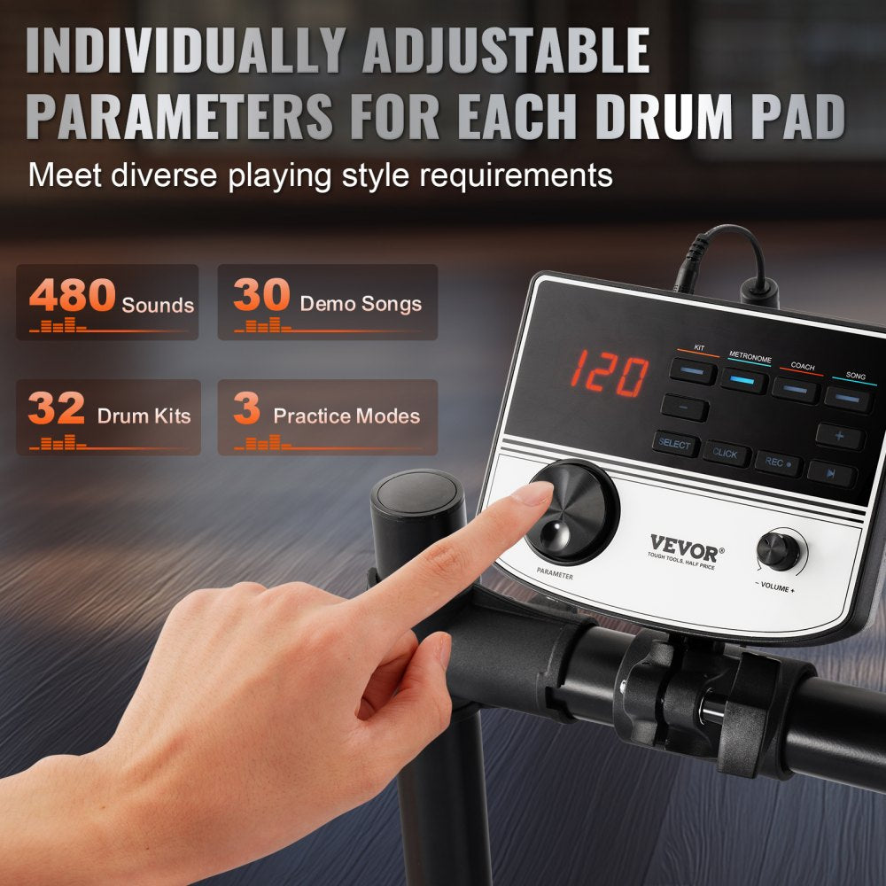 VEVOR Electric Drum Set Electronic Drum Kit 480 Sounds for Beginners & Adults 