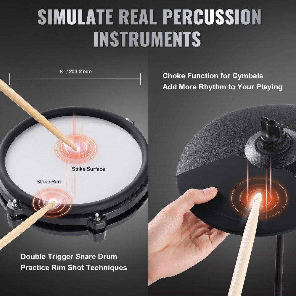 VEVOR Electric Drum Set Electronic Drum Kit 480 Sounds for Beginners & Adults 