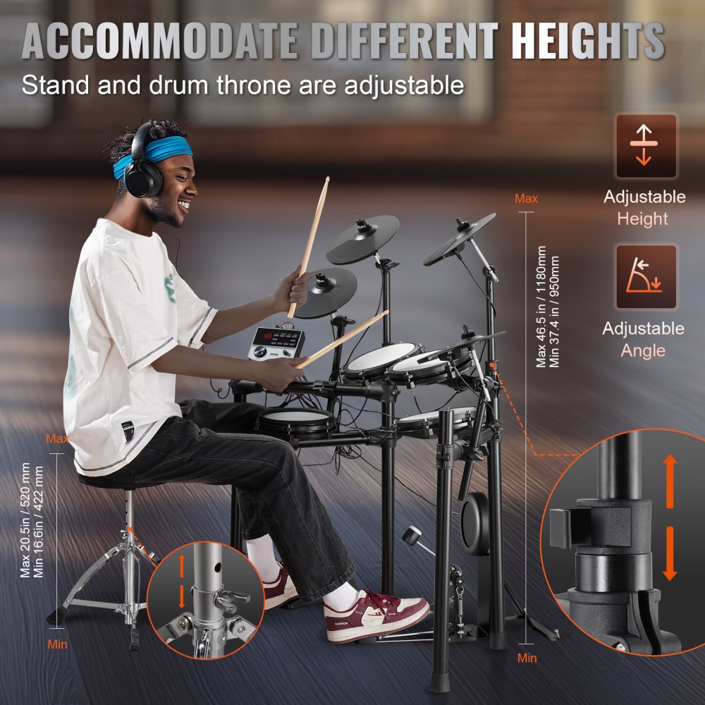 VEVOR Electric Drum Set Electronic Drum Kit 480 Sounds for Beginners & Adults 