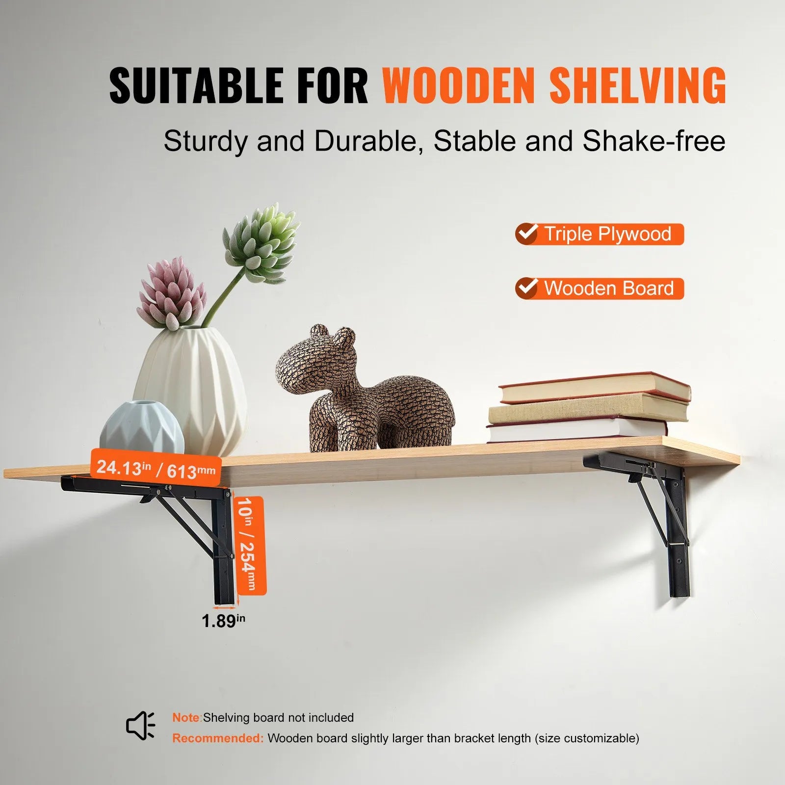 Vevor Folding Shelf Brackets 24" Heavy Duty 2pcs Floating 300 Lb Load Wall Mount