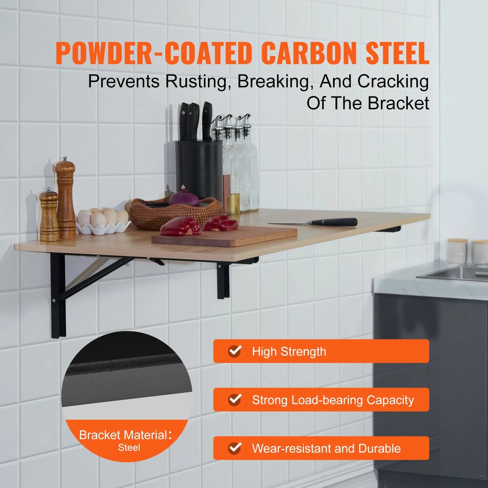 Vevor Folding Shelf Brackets 24" Heavy Duty 2pcs Floating 300 Lb Load Wall Mount