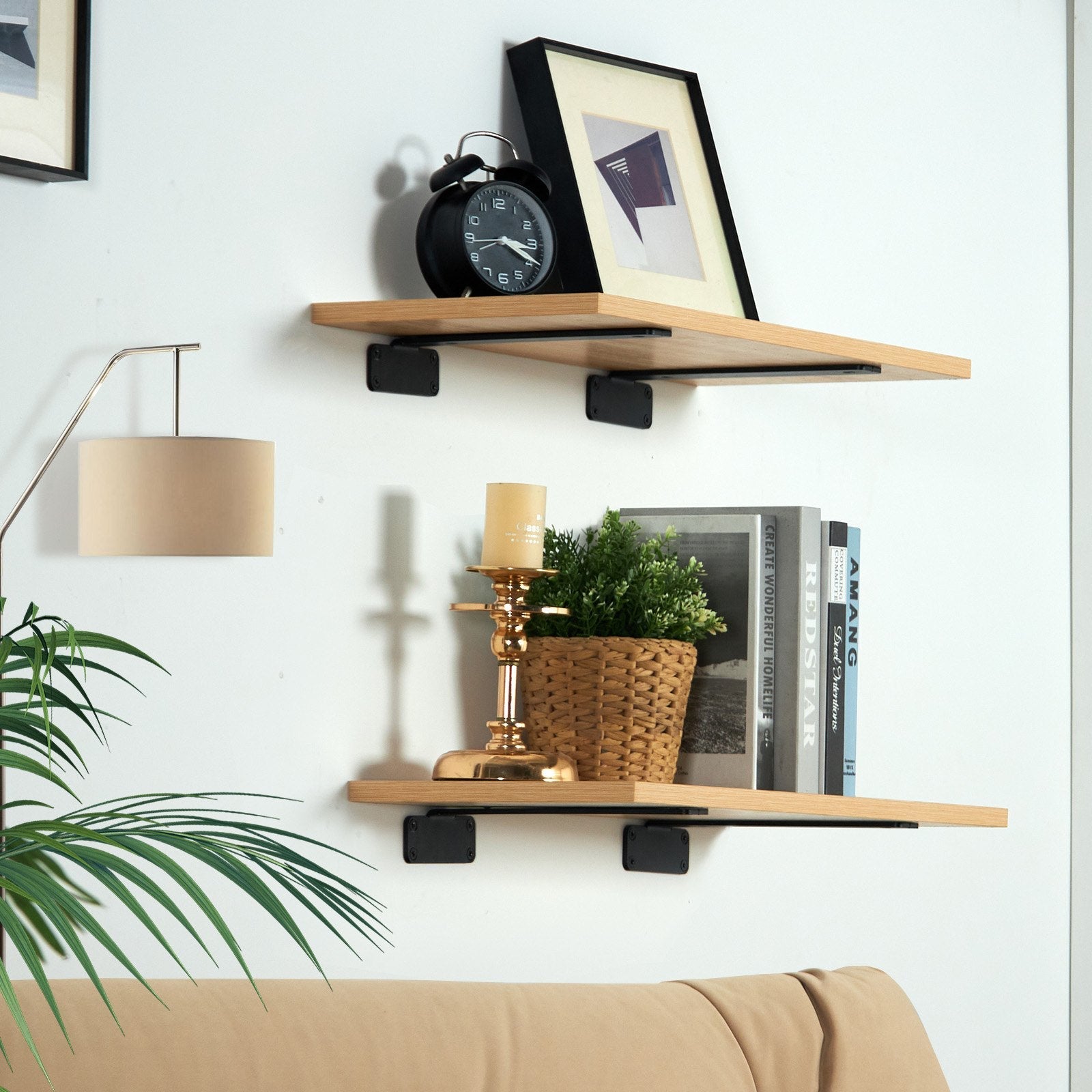 VEVOR Shelf Bracket, 8”L x 4”W x 1.6”H 6 Pcs, Heavy Duty Floating Shelf Brackets, Brackets for Shelves, 5mm Thick Matte Black L Shelf Bracket,Steel Shelving Brackets with 160 lbs Load Capacity 