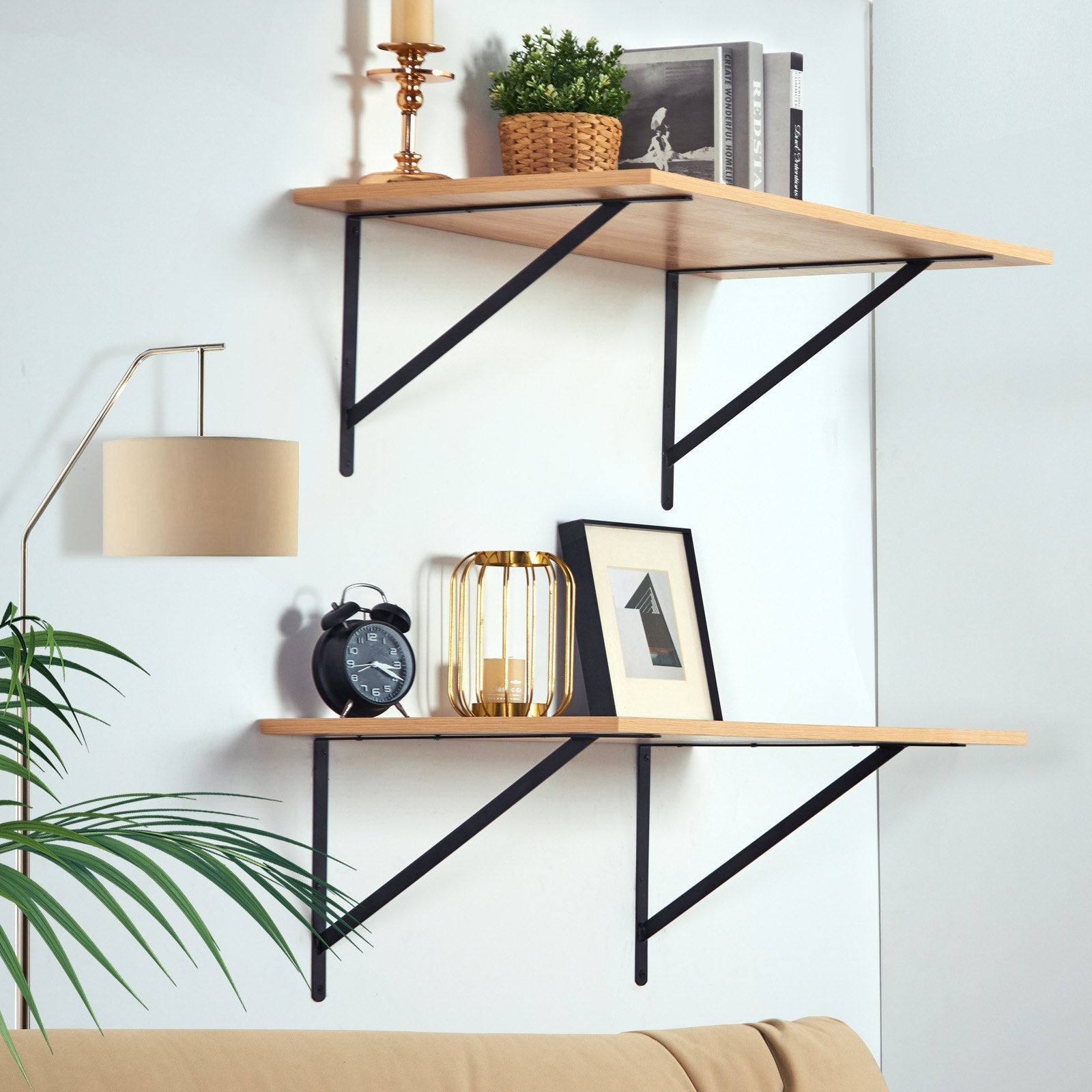 VEVOR Shelf Bracket, 18 x 12 in 12 Pcs, Heavy Duty Floating Shelf Brackets, Brackets for Shelves, 3mm Thick Matte Black Triangle Shelf Bracket,Steel Shelving Brackets with 160 lbs Load Capacity 
