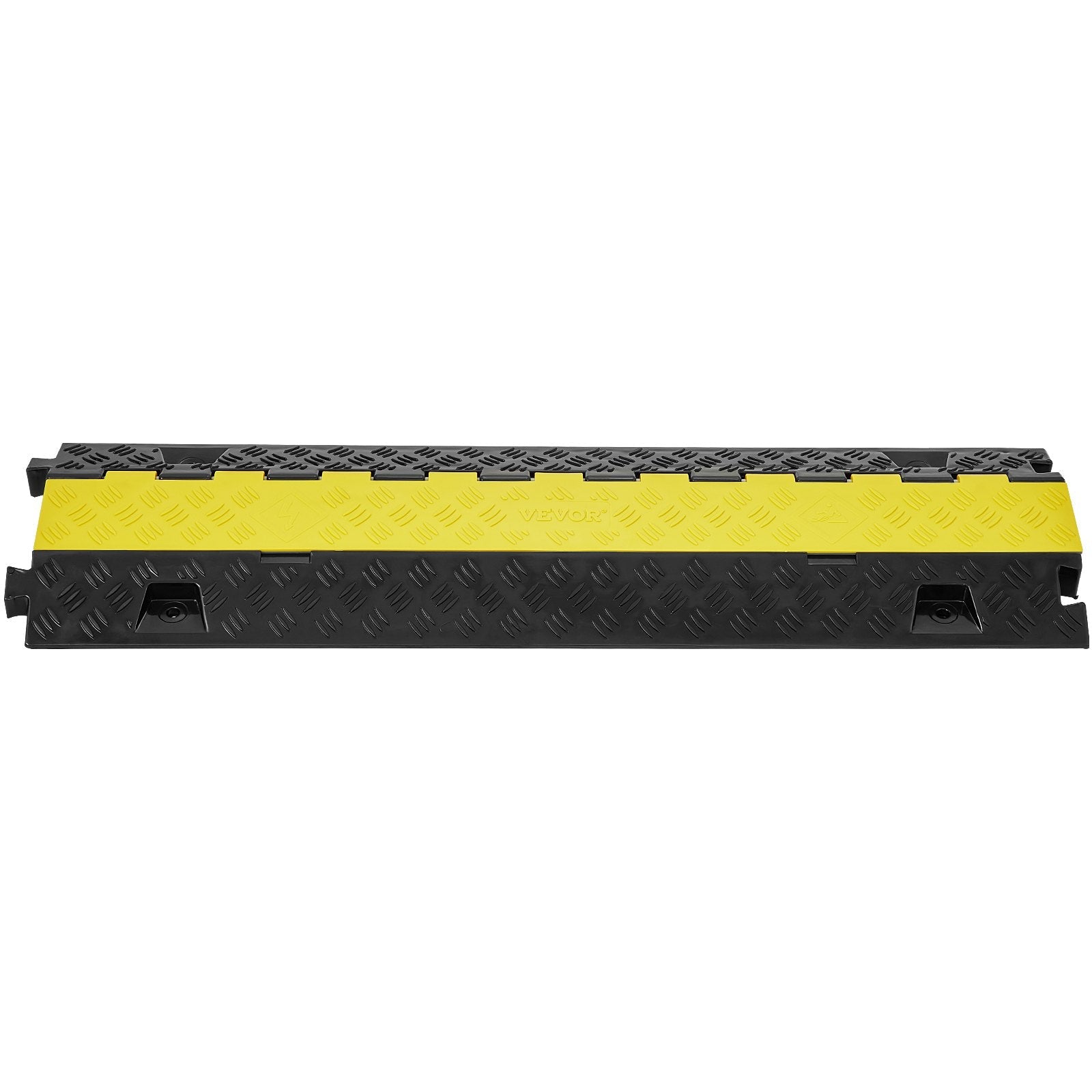 VEVOR Cable Protector Ramp, 2 Channel, 22000 lbs/axle Capacity Heavy Duty TPU Wire Cord Cover Ramp Hose Protector Ramp Driveway, Traffic Speed Bump with TPR Flip-Open Top Cover, for Indoor & Outdoor 