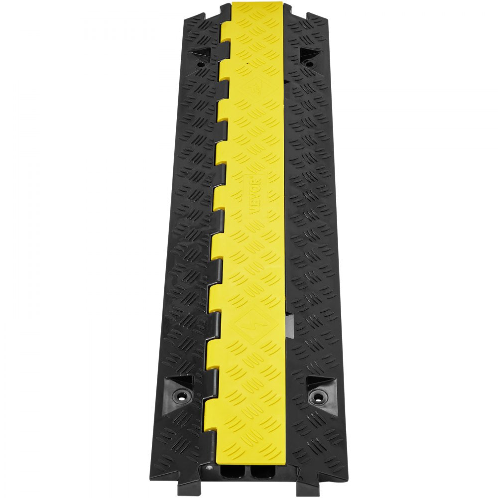 VEVOR 5 PCs Cable Protector Ramp, 2 Channel, 22000 lbs/axle Capacity Heavy Duty TPU Wire Cover Ramp Hose Protector Ramp Driveway, Traffic Speed Bump with TPR Flip-Open Top Cover, for Indoor & Outdoor 
