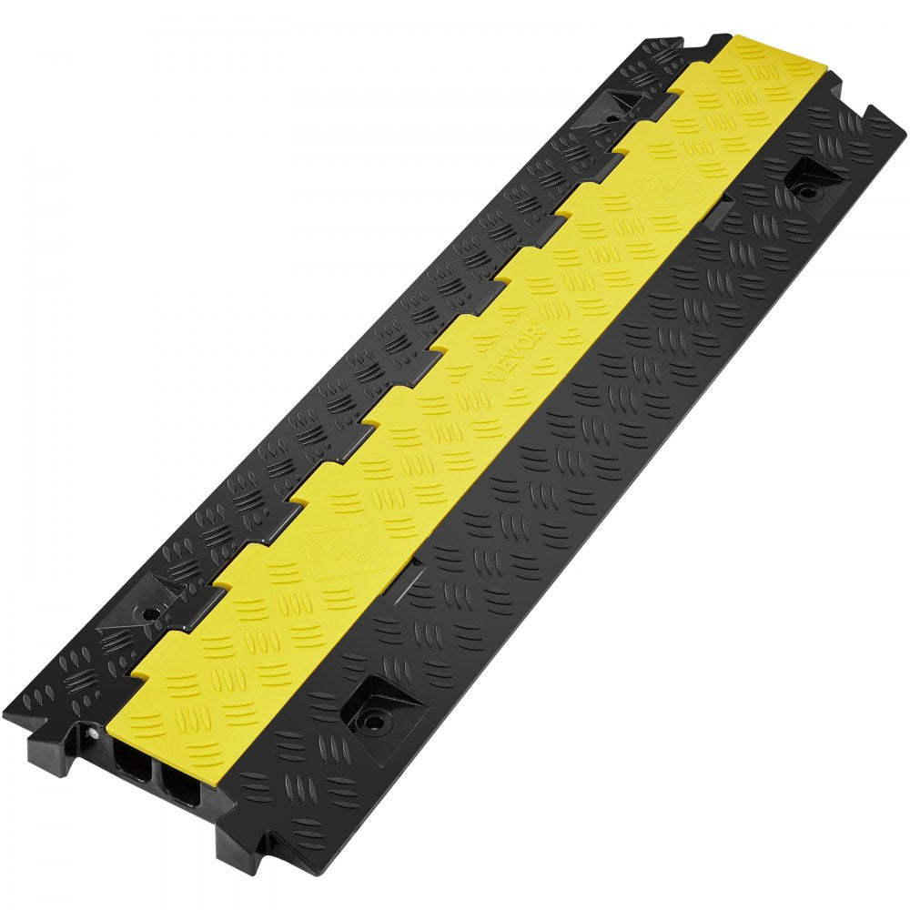 VEVOR 5 PCs Cable Protector Ramp, 2 Channel, 22000 lbs/axle Capacity Heavy Duty TPU Wire Cover Ramp Hose Protector Ramp Driveway, Traffic Speed Bump with TPR Flip-Open Top Cover, for Indoor & Outdoor 