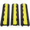 VEVOR 3 PCs Rubber Cable Protector Ramp, 2 Channel, 12000 lbs/axle Capacity Heavy Duty Hose Wire Cover Ramp Driveway, Traffic Speed Bump with Flip-Open Top Cover & 50 ft Warning Tape, for Indoor&Outdo