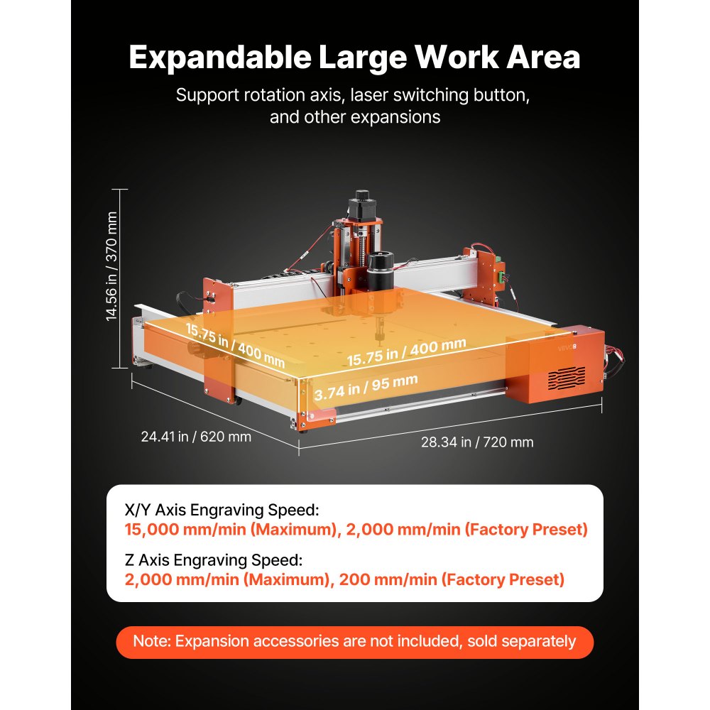 VEVOR CNC Router Machine – 100W Spindle | 4040PRO Linear Rail CNC