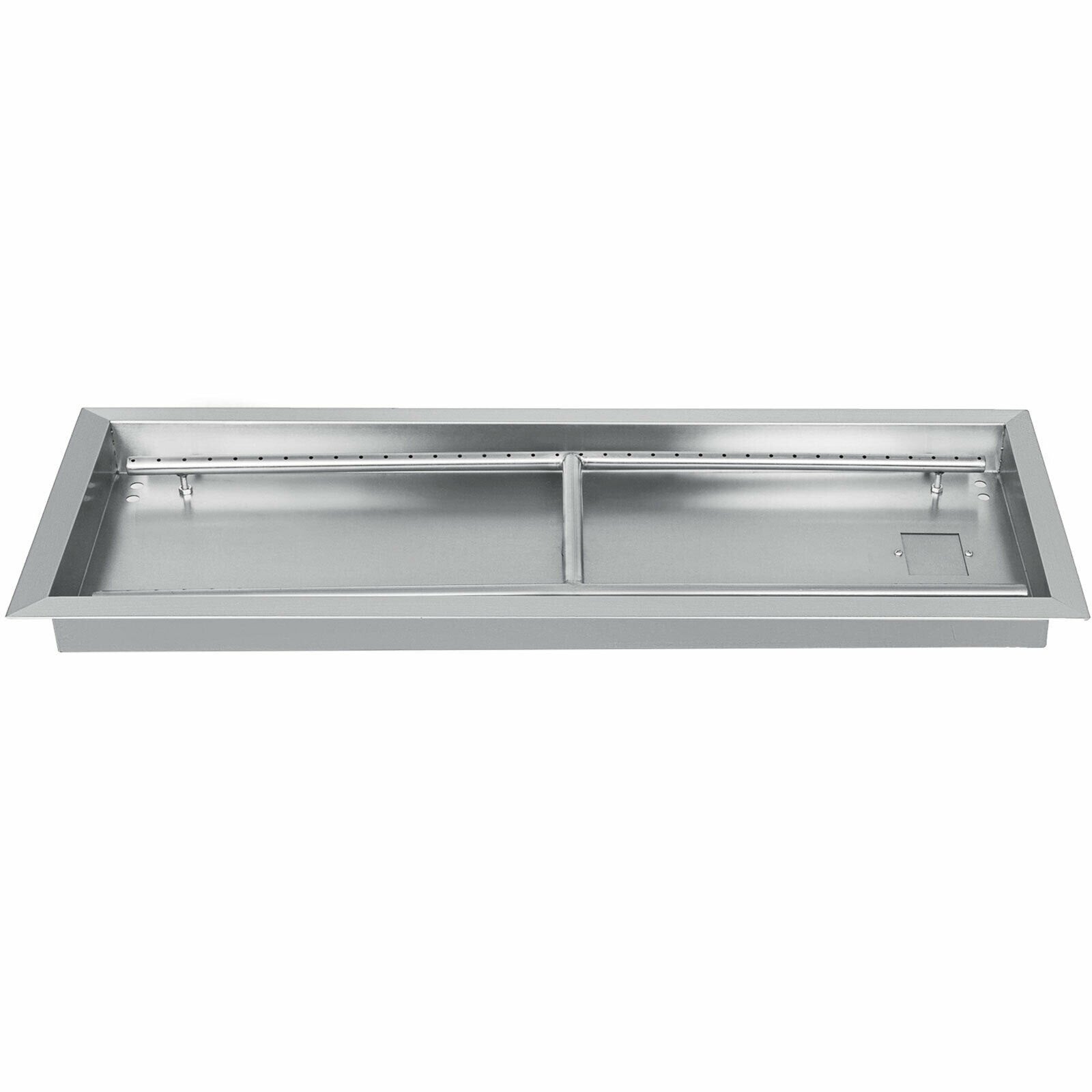 VEVOR Fire Pit Pan 31.5x12 Inch, Stainless Steel Rectangular Fire Pit Pan and Burner, Built-in Fire Pit Pan with H-Burner, 90K BTU 