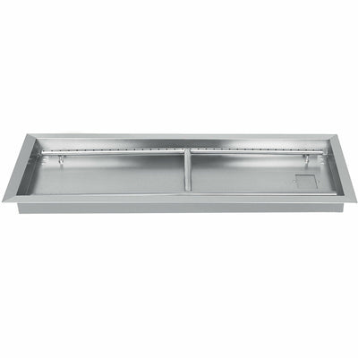VEVOR Fire Pit Pan 31.5x12 Inch, Stainless Steel Rectangular Fire Pit Pan and Burner, Built-in Fire Pit Pan with H-Burner, 90K BTU 