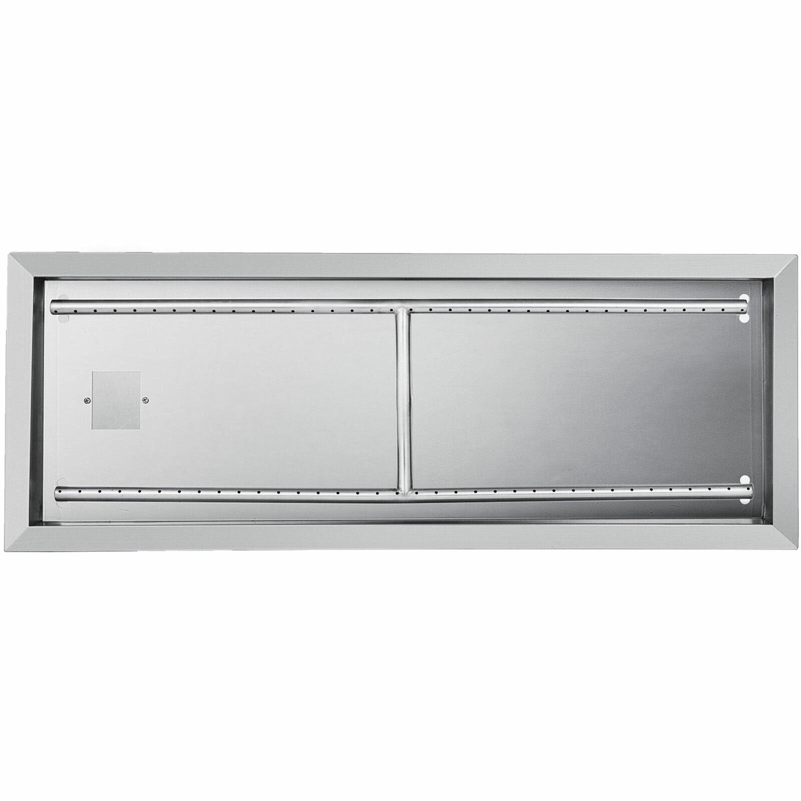 VEVOR Fire Pit Pan 31.5x12 Inch, Stainless Steel Rectangular Fire Pit Pan and Burner, Built-in Fire Pit Pan with H-Burner, 90K BTU 