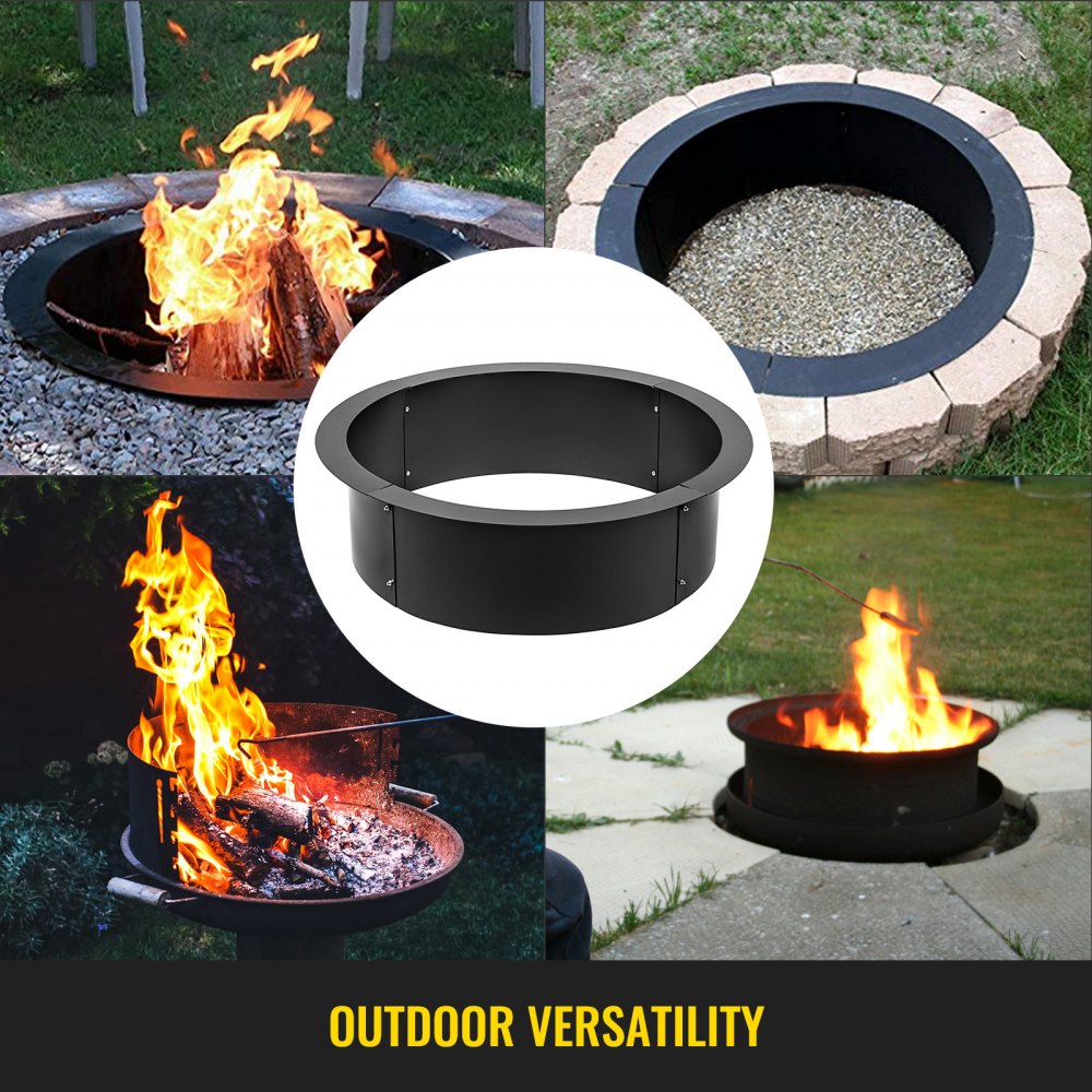 VEVOR 36-Inch Outer/30-Inch Inner Fire Pit Ring, Fire Pit Insert 3.0mm Thick Heavy Duty Solid Steel, Fire Pit Liner DIY Campfire Ring Above or In-Ground for Outdoor 