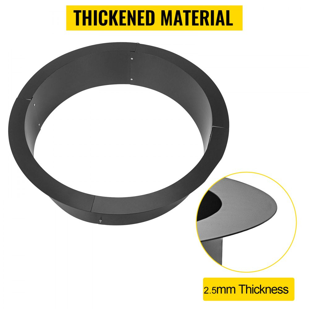 VEVOR Fire Pit Ring 42-Inch Outer/36-Inch Inner Diameter, Fire Pit Insert 3.0mm Thick Heavy Duty Solid Steel, Fire Pit Liner DIY Campfire Ring Above or In-Ground for Outdoor 
