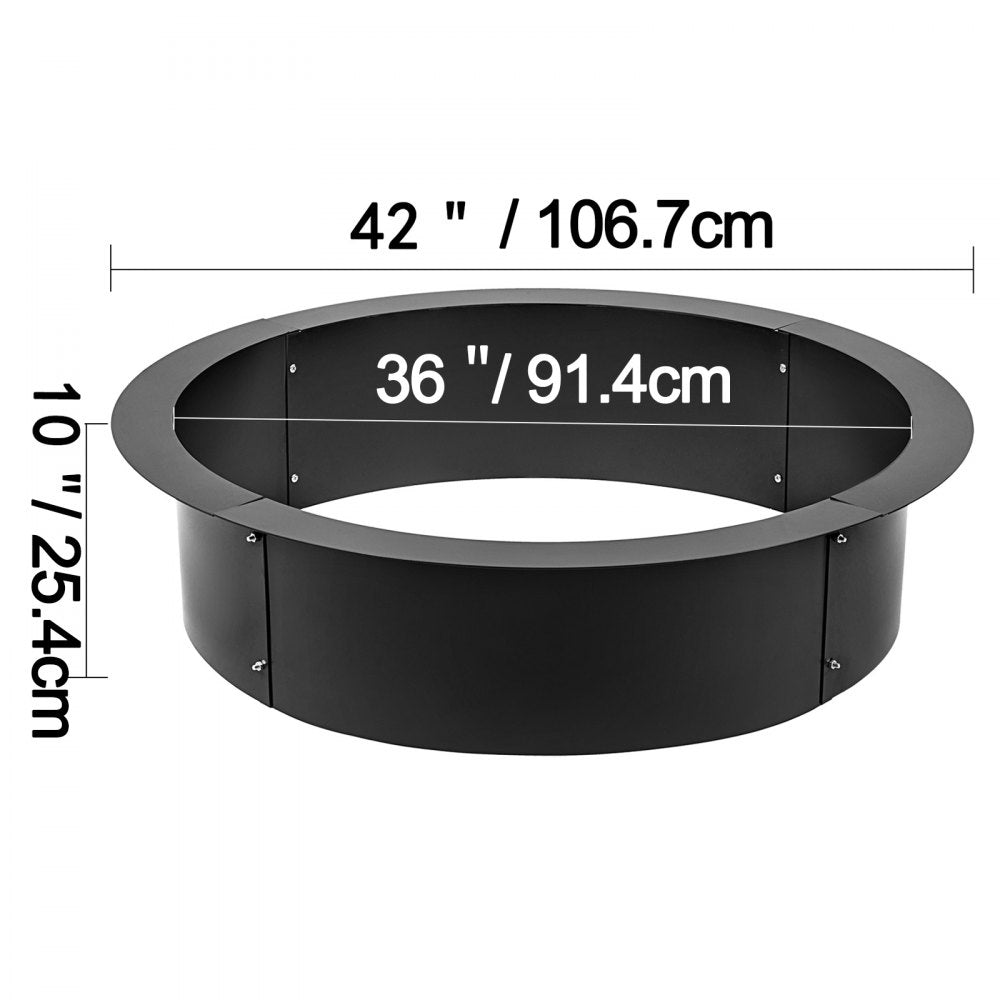VEVOR Fire Pit Ring 42-Inch Outer/36-Inch Inner Diameter, Fire Pit Insert 3.0mm Thick Heavy Duty Solid Steel, Fire Pit Liner DIY Campfire Ring Above or In-Ground for Outdoor 
