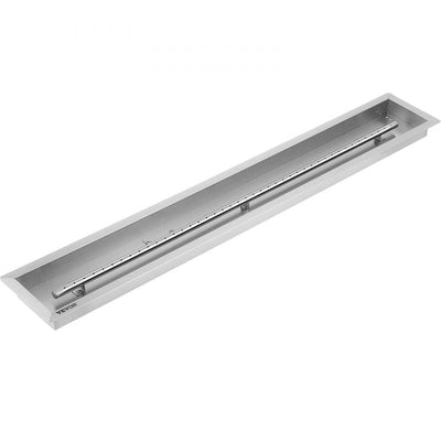 VEVOR Fire Pit Pan 49x8 Inch, Stainless Steel Linear Trough Fire Pit Pan and Burner, Built-in Fire Pit Burner Pan, 90K BTU 