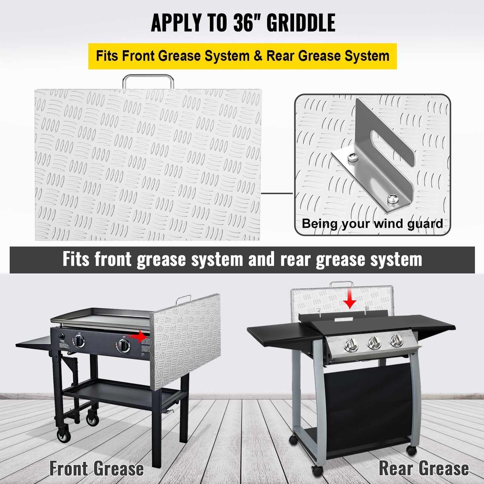 VEVOR Griddle Lid Cover, Work with 36\" Blackstone Griddle, Aluminum Diamond Plate Steel Flat Top Griddle Cover, Waterproof Griddle Hard Cover with Heatproof Handle 