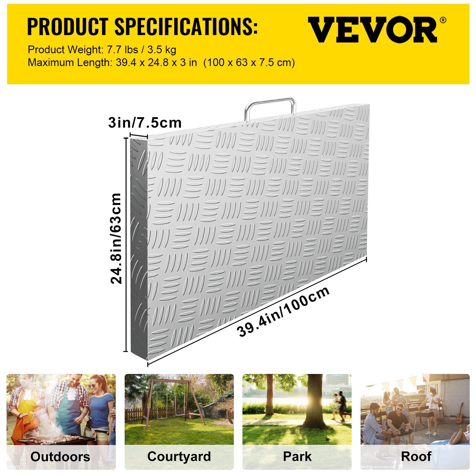 VEVOR Griddle Lid Cover, Work with 36\" Blackstone Griddle, Aluminum Diamond Plate Steel Flat Top Griddle Cover, Waterproof Griddle Hard Cover with Heatproof Handle 