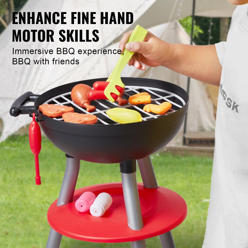 VEVOR 28 PCS Kids BBQ Grill Playset Cooking Grill Toy Set Pretend Sound Light 