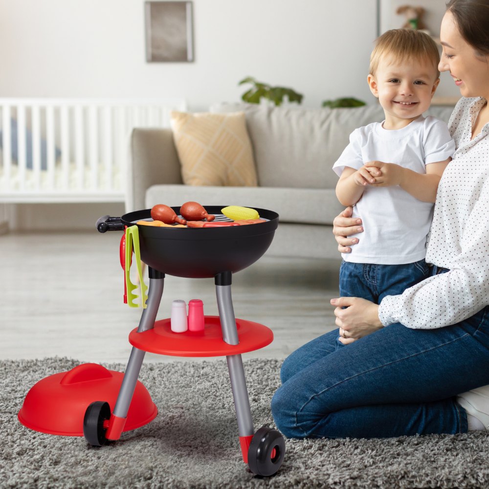VEVOR 28 PCS Kids BBQ Grill Playset Cooking Grill Toy Set Pretend Sound Light 