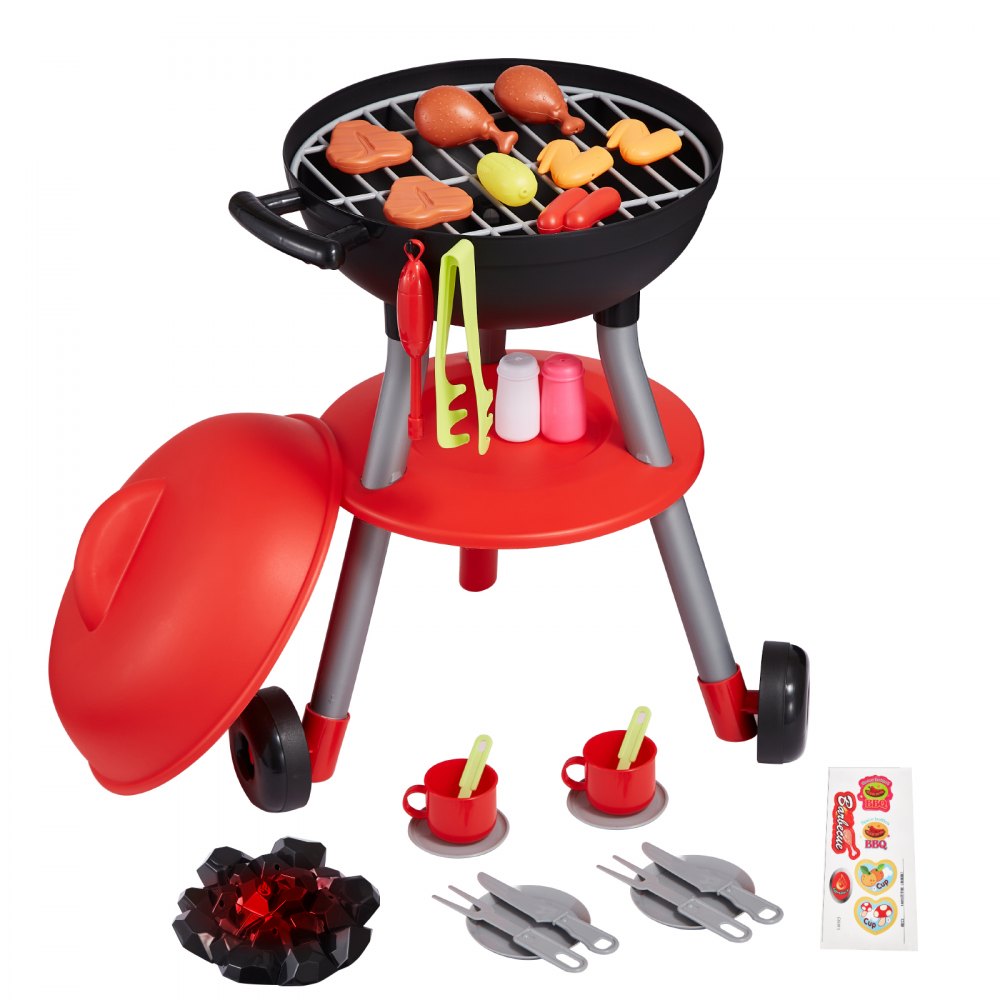 VEVOR 28 PCS Kids BBQ Grill Playset Cooking Grill Toy Set Pretend Sound Light 