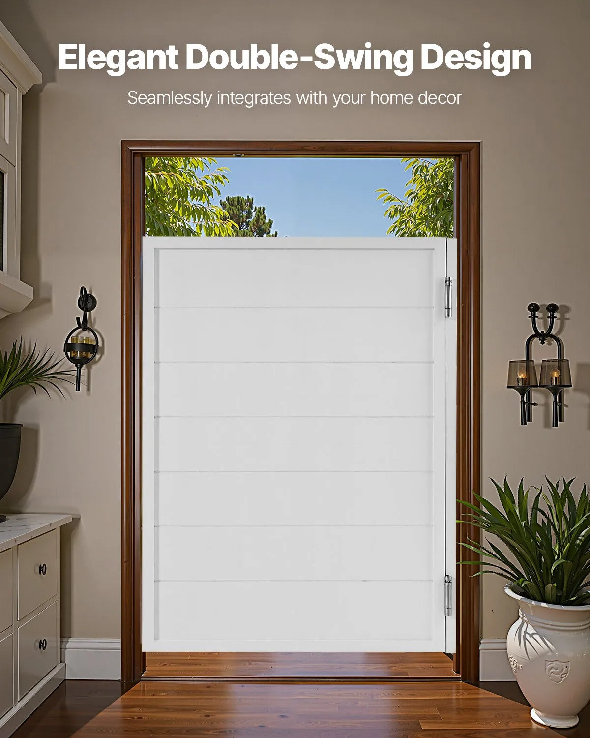 VEVOR Swinging Cafe Doors 32" x 42" Pine Wood White with Hinges & Hardware