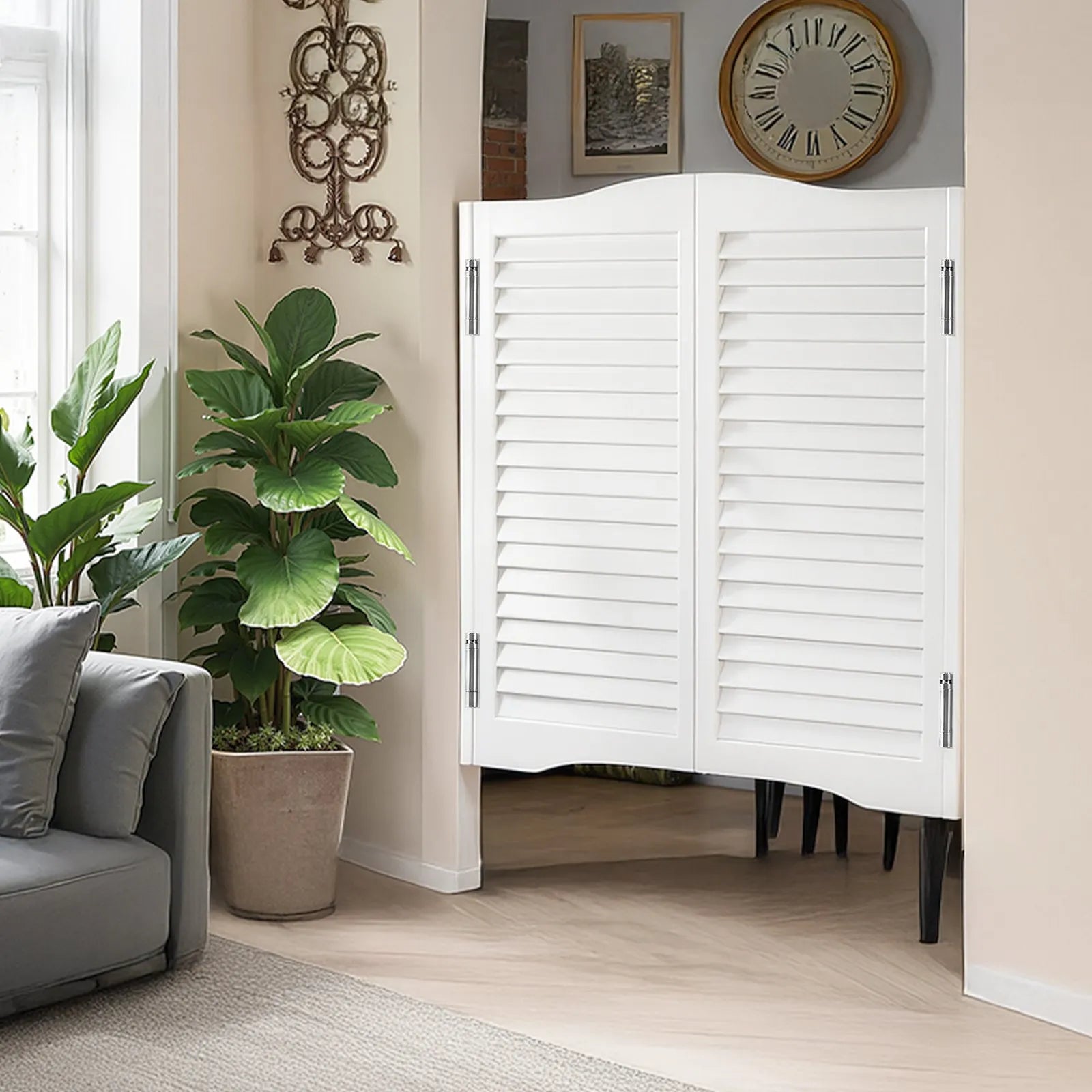VEVOR Swinging Cafe Doors 32" x 36" Pine Wood White with Hinges & Hardware