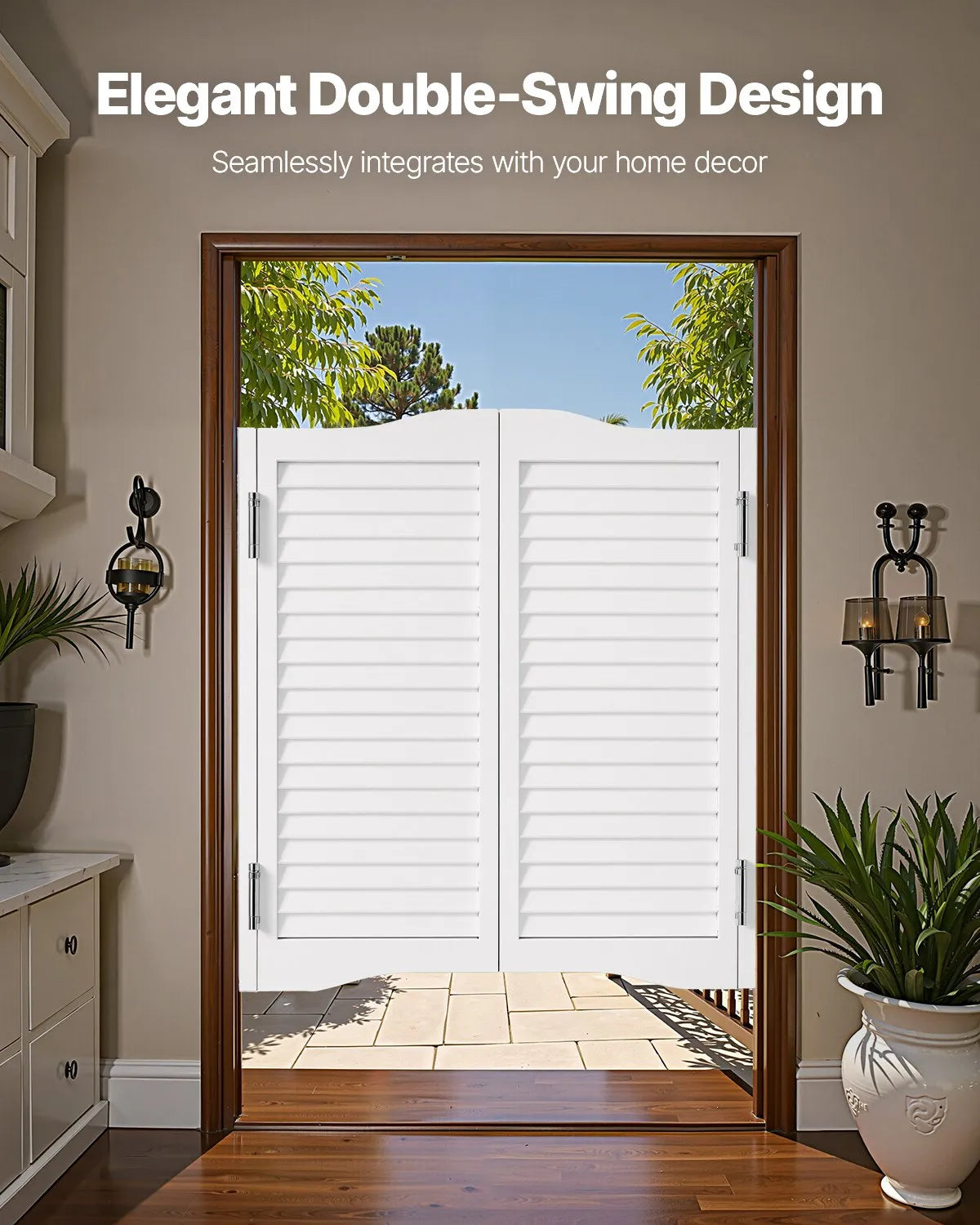 VEVOR Swinging Cafe Doors 36" x 36" Arched Top Pine Wood with Hinges White